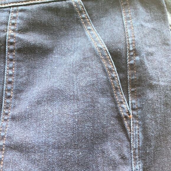 Land’s End denim mini skirt zipper stretch top stitching slit pockets Navy 8P - Picture 12 of 14